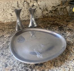 Nambe Dish & Candle Holders
