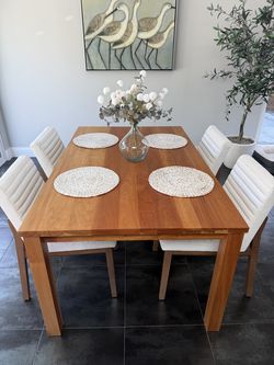 Brand New Room & Board Dining Table and Custom Upholstered Chairs