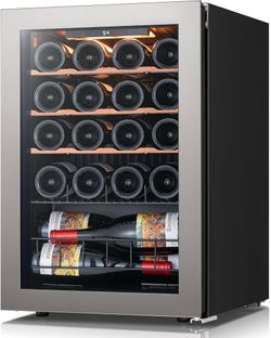 20-Bottle Wine Fridge Dual Door Wine Cooler w/ 3-Color LED Lighting