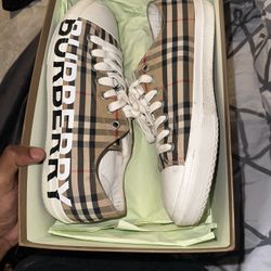 Burberry Logo Print Vintage Check Cotton Sneakers 