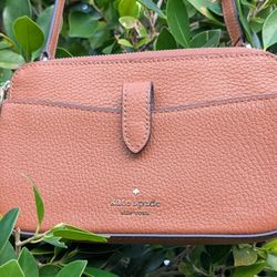 Kate Spade Leila Small Tab Crossbody Bag – Warm Gingerbread Pebbled Leather