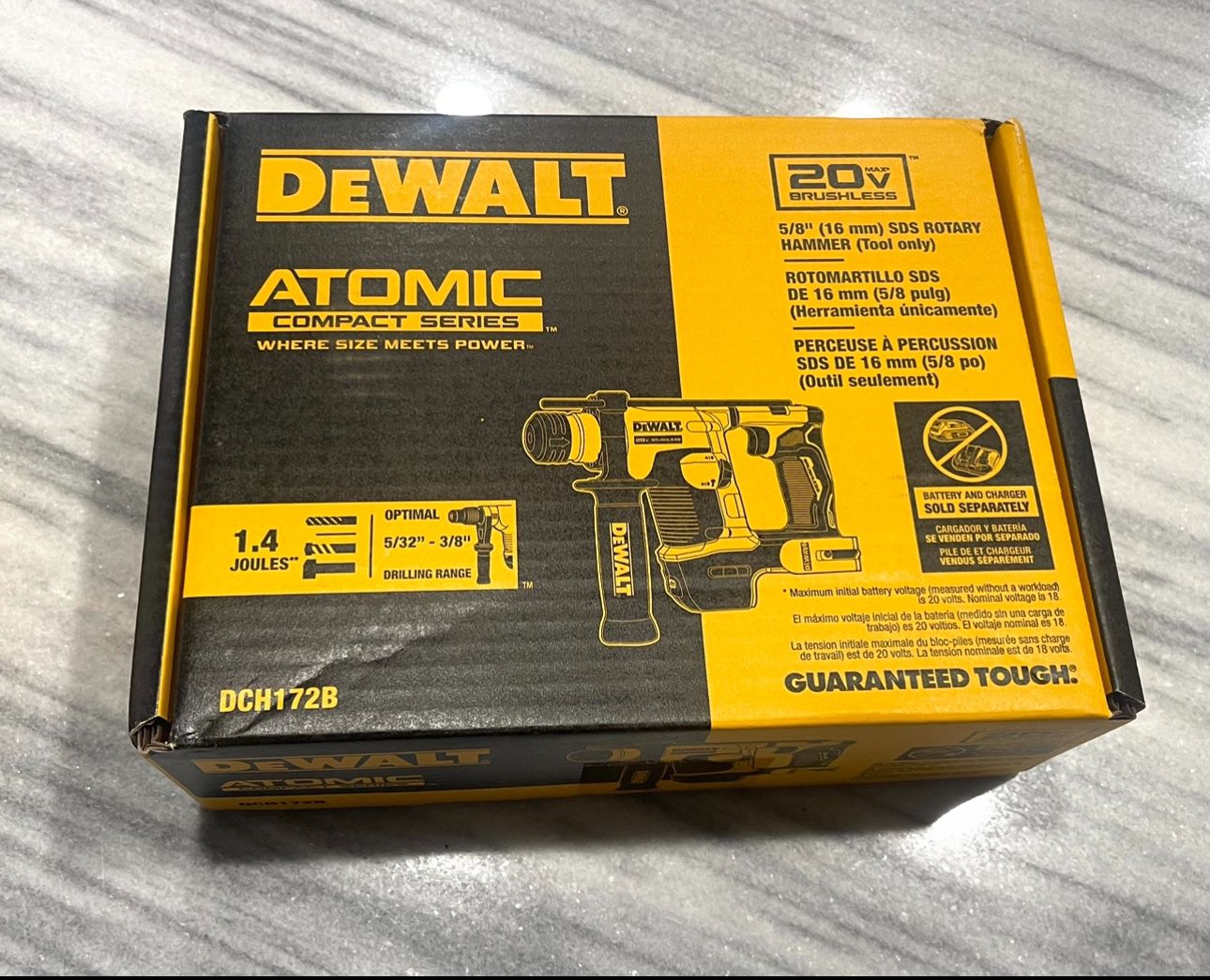 Brand New DeWALT DCH172B 20V MAX ATOMIC 5/8" Brushless SDS Plus Rotary Hammer - Tool Only