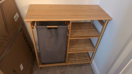 Laundry Hamper with Shelves and Sliding Laundry Bag