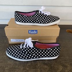 KEDS Itsy Weensy POLKA DOT Bikini Sneakers Comfort Shoes Black White size 6.5