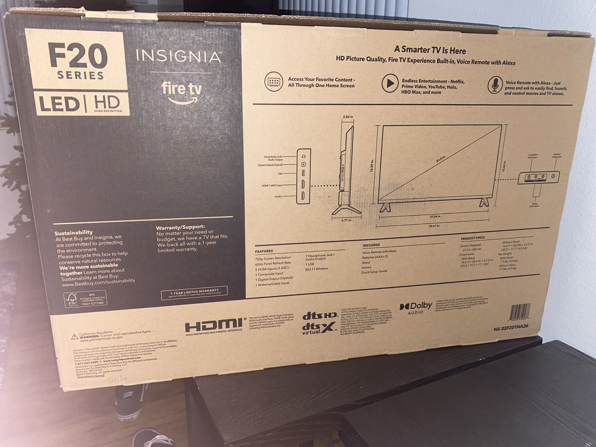 32” Insignia™ Class F20 Series LED HD (720p) Smart Fire TV