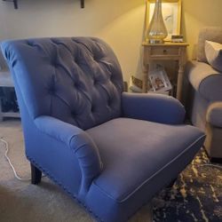 Blue Tufted Accent Chair