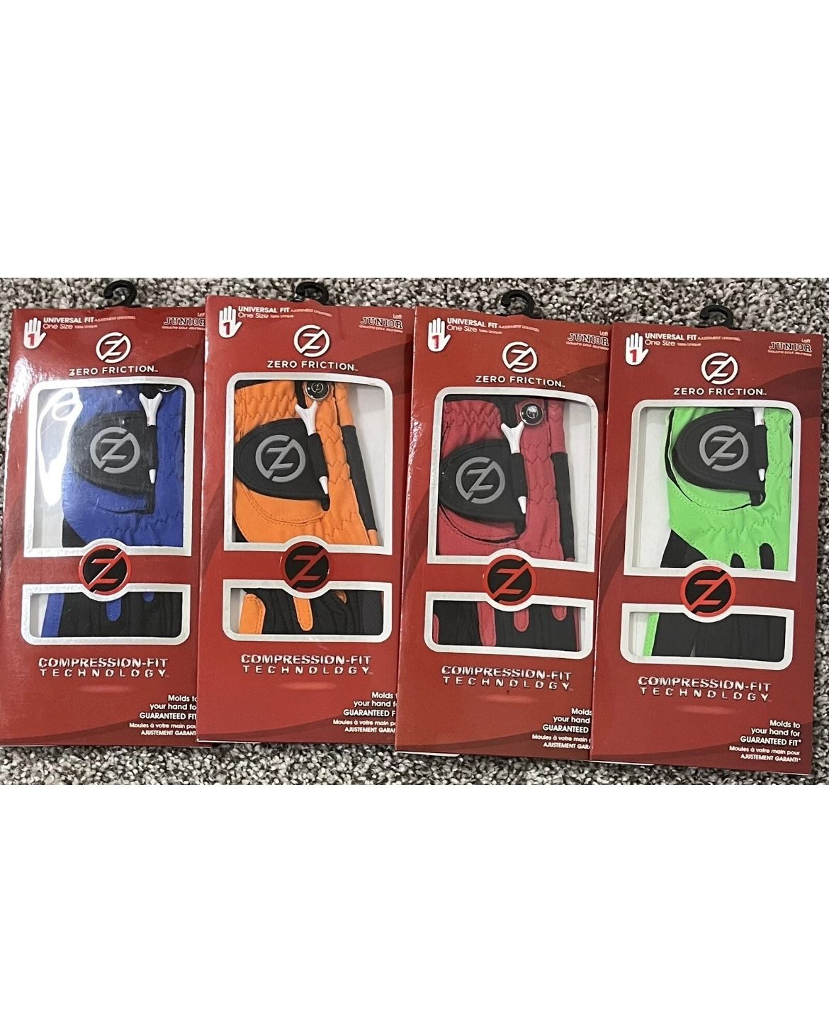 Pack Of 4 Junior Zero Friction LEFT Perform Compression Fit Golf Glove, One Size