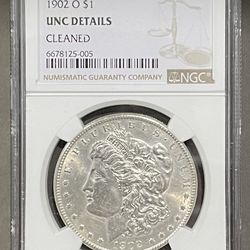 1902 OMorgan Silver Dollar $ NGC Unc Details Cleaned