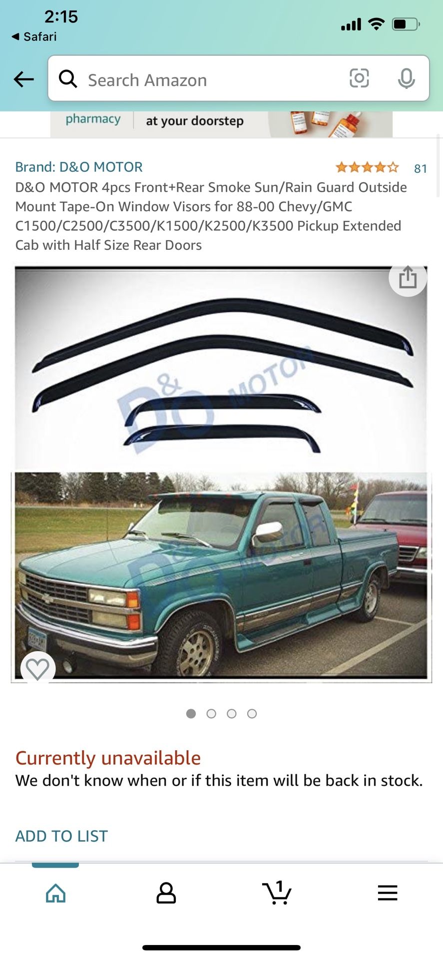 D&O Chevy Window Visor