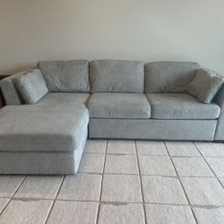 Light Gray Small Sectional Couch with Storage and Pull Out Bed MUST GO ASAP