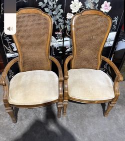 Vintage Thomasville Cane Back Armchairs – Pair