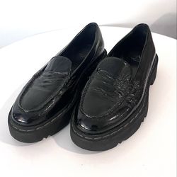 Size 8 Black Patent Leather Platform Loafers by Aquatalia