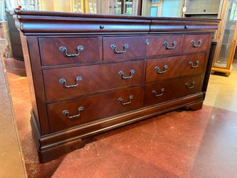 Dark Cherry-Finish Traditional Nine Drawer Dresser