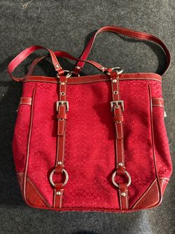 Coach Signature Canvas Tote Bag Red