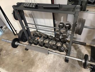 Dumbbell Rack with Hex Dumbbells Set