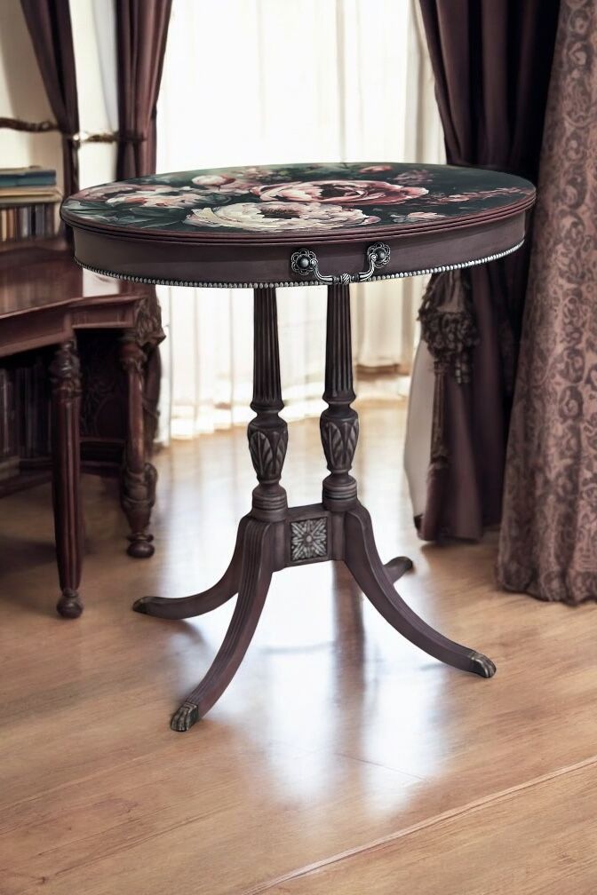 Antique Floral Side Table