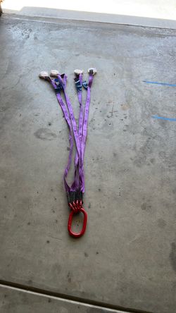 10 ft 4-Leg Web Bridle Lifting Sling, 8800 lb WLL Safety-latch hooks, top master link, sewn load tag, taller hoist setups