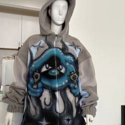 Airbrushed Zip Up Fleece Jacket XL