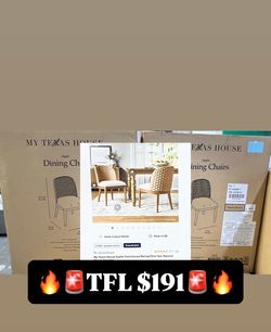 My Texas House Saylor Farmhouse Dining Chair Set, Natural