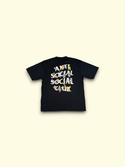 Anti social social club sick & tired floral print t-shirt black mens large