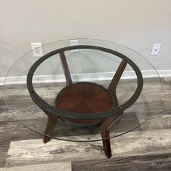 Matching Glass Top Side Tables – Modern Wood Base
