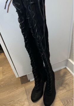 Lace Thigh Black Boots Brand new size 9