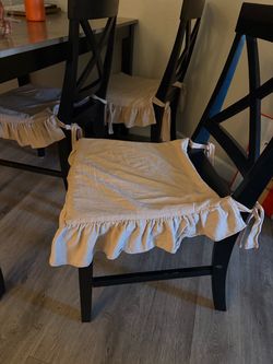4 Ruffled Chair Cushion Covers Set