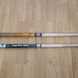 2 Pool Cues And 2 Cue Case