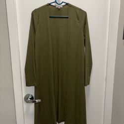 Blashe Ribbed Long Sleeve Cardigan - Olive Green, Size L