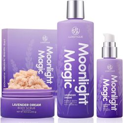 Spa Gifts for Women, Spa Luxetique 3 Pcs Lavender Bath and Body Gift Sets, Bubble Bath for Women, Gift Set for Women, Home Spa Kit with Bubble Bath, B
