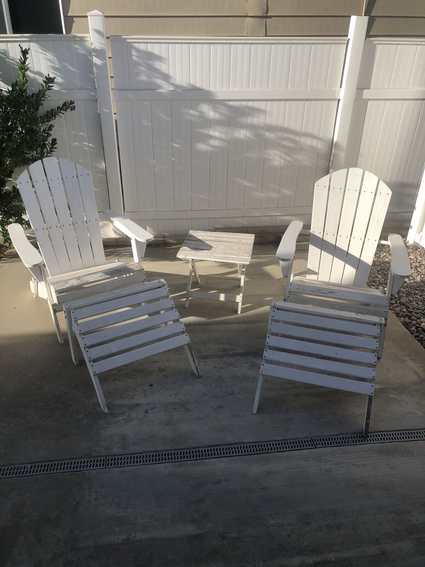 5 pc Adirondack Chair set 2 Chairs, 2 footstools & 1 table