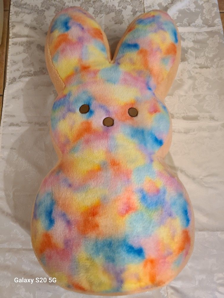 Jambo PEEPS 36", Easter Bunny Plush Rainbow Dye Stuffed Toy Pillow