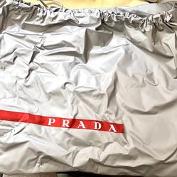 NWOT Authentic XXL Prada Vinyl String Dust Bag, Silver 28x18 RARE SIZE! 