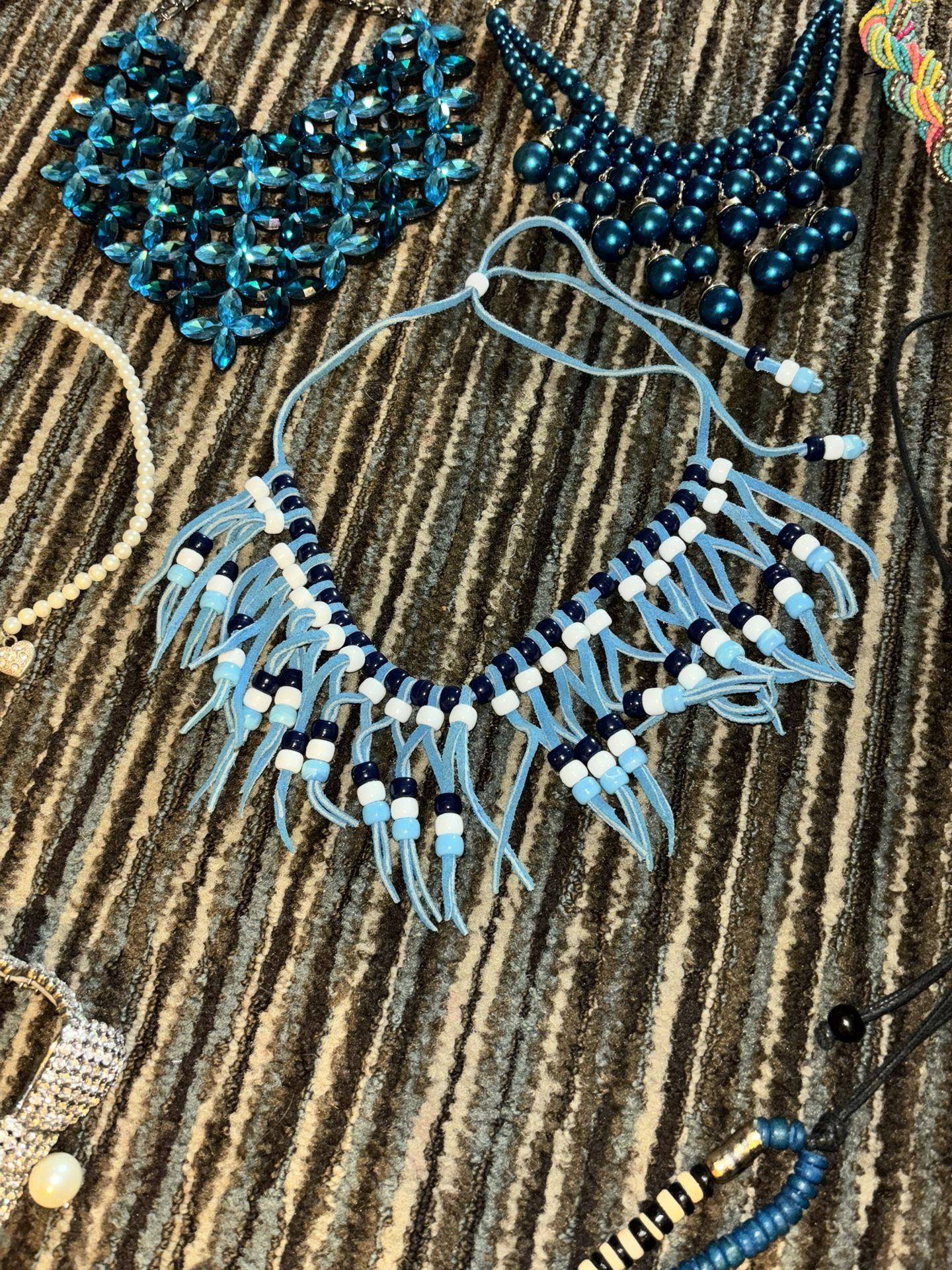 Indian Beaded Necklace Turquoise White And Black