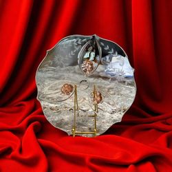 Pink Depression, Glass Etched Floral Toad Plate Vintage