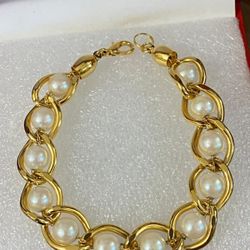 Pulsera Gold Filled Perla Joyería Antigua 