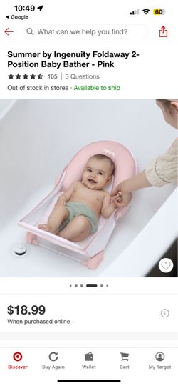 Ingenuity fold away bather for baby