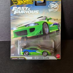Hot Wheels Premium 25 Th Anniversary Fast And Furious Metallic 1995 Mitsubishi Eclipse -*Blister Has A Crack On The Front*