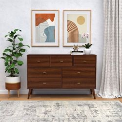 Bedroom Set Assembled Mid Century Modern Bedroom Set 4 Pcs- 2 Nightstand, Dresser, Chest of Drawers