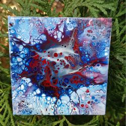 "Orb Eruption" Acrylic Pour Painted Magnetic Stretched Canvas