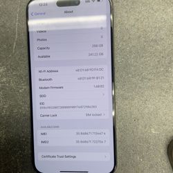 Mint Apple iPhone 15 Pro Max Warranty Aug 2025 AT&t H20 Cricket 256 GB WiFi 5G LTE 