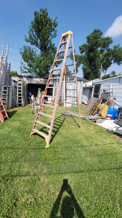 12ft Orange Fiberglass Step Ladder
