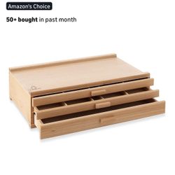 7 Elements 3 Drawer Wooden Artist Storage Supply Box for Pastels, Pencils, Pens, Markers, Brushes and Tools