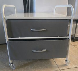 Mini fridge stand with storage (white and gray)
