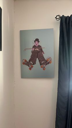 Charlie Chaplin Roller Skates Canvas Wall Art