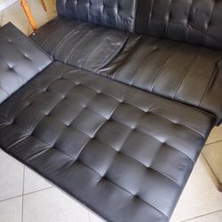 Black Faux Leather Futon Set 