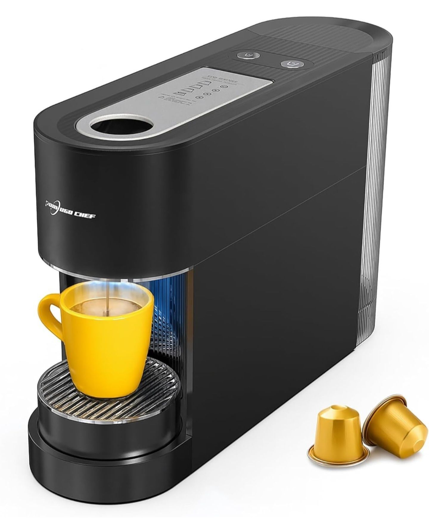Espresso Machine Coffee Makers, Compatible with Nespresso Original Pods, One-Touch with Illuminated Brew Zone, 20 Bar Pump, 33.8oz Removable Tank, Com