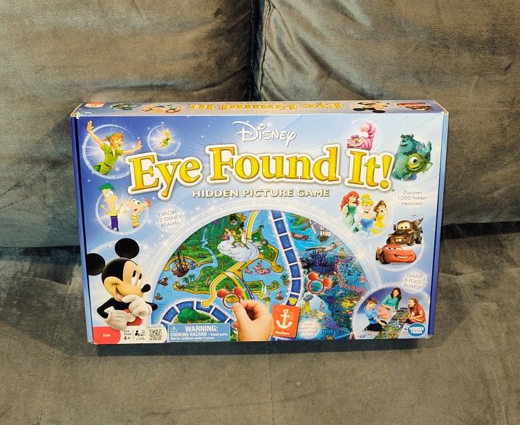 NEW OPEN BOX DISNEY'S EYE FOUND IT! HIDDEN PICTURE GAME WITH GIANT 6FT BOARD COMPLETE GAME ALL PIECES ARE ACCOUNTED FOR & IN NEW NEVER USED CONDITION