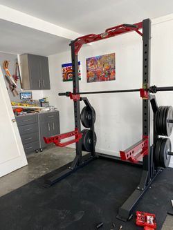 Monterey Fit- Compact Half Cage - Muscle D Fitness - Bar & Plate Storage and Dip Station Included-BENCH OPTIONAL ADDITIONAL $299