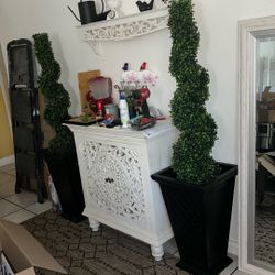 Set Of Two Topiary Trees And Stands 